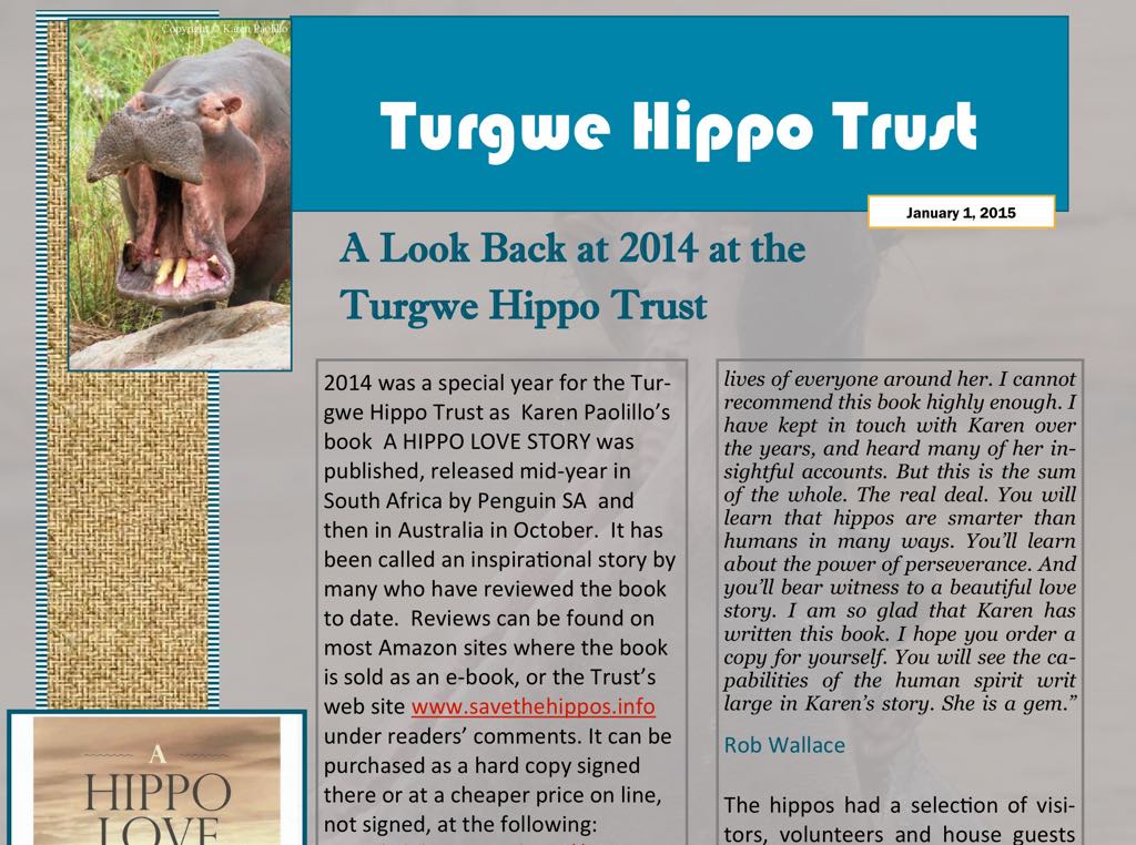 A Look Back 2014 at Turgwe Hippo Trust