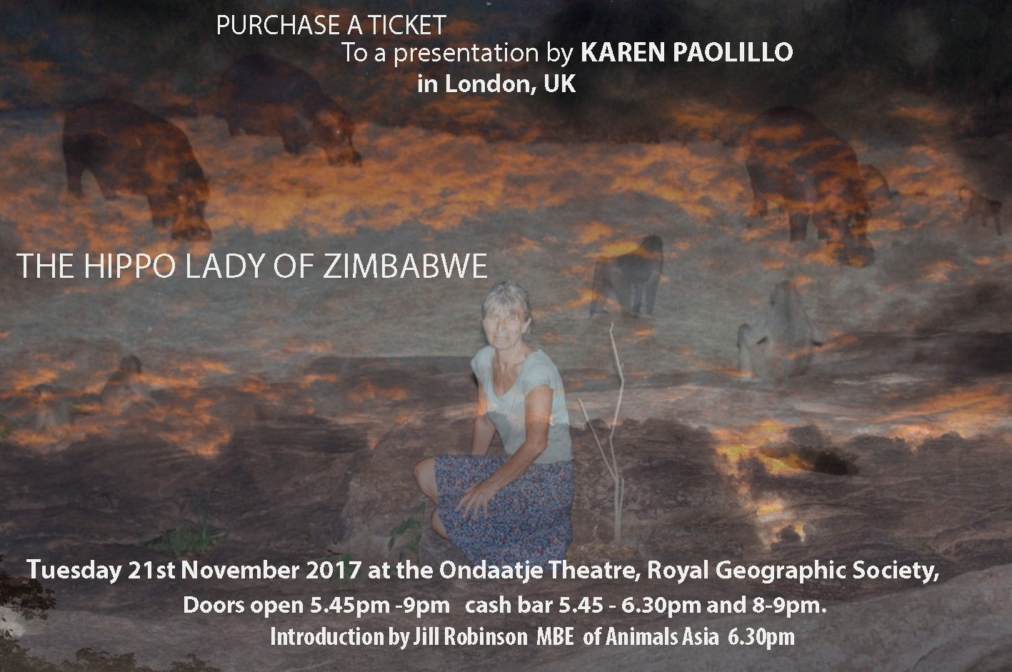 The Hippo Lady of Zimbabwe at Ondaatje Theatre in LONDON, Nov 21st, 2017